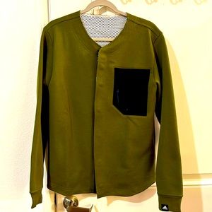 ADIDAS Primegreen Snap Jacket with Short Sleeve Mesh Overlay Green Men's S